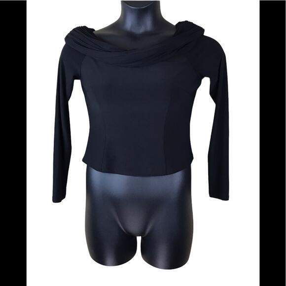 ELIZA J  Black Cropped Scoop  Neck Top Sz 8 - Picture 1 of 8